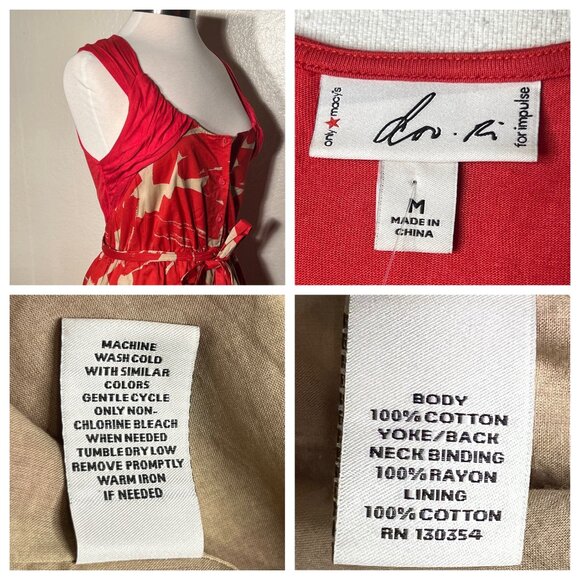 Doo Ri. Womens  M 2-Piece Red & Beige  Abstract Cotton Dress & Jacket Career - Picture 6 of 16